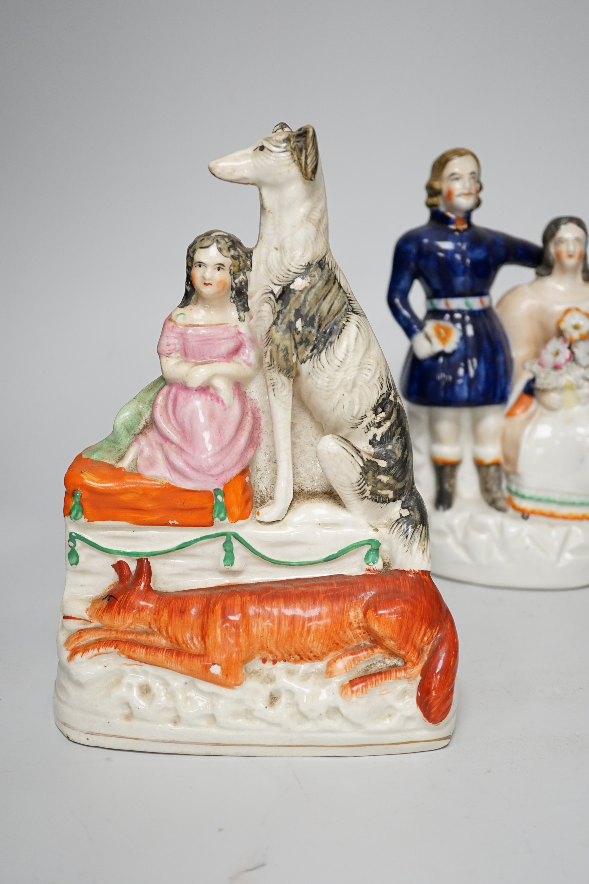 Eleven Staffordshire flatback figures